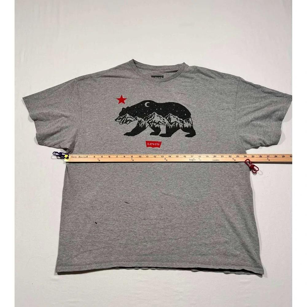 Levis Mens 2XL Gray California Bear Mountain Graphic T-Shirt Short Sleeve